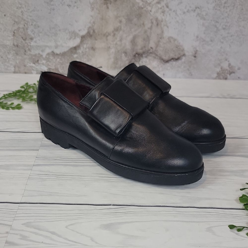 Maggies's Italien Made Black Leather Loafers Womens Size 9.5/10